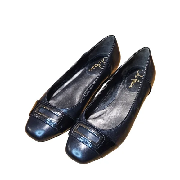 Cole Haan Black Leather Flats with Silver Buckle Size 7.5 - Picture 4 of 16